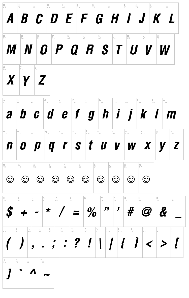 Newside FP font map